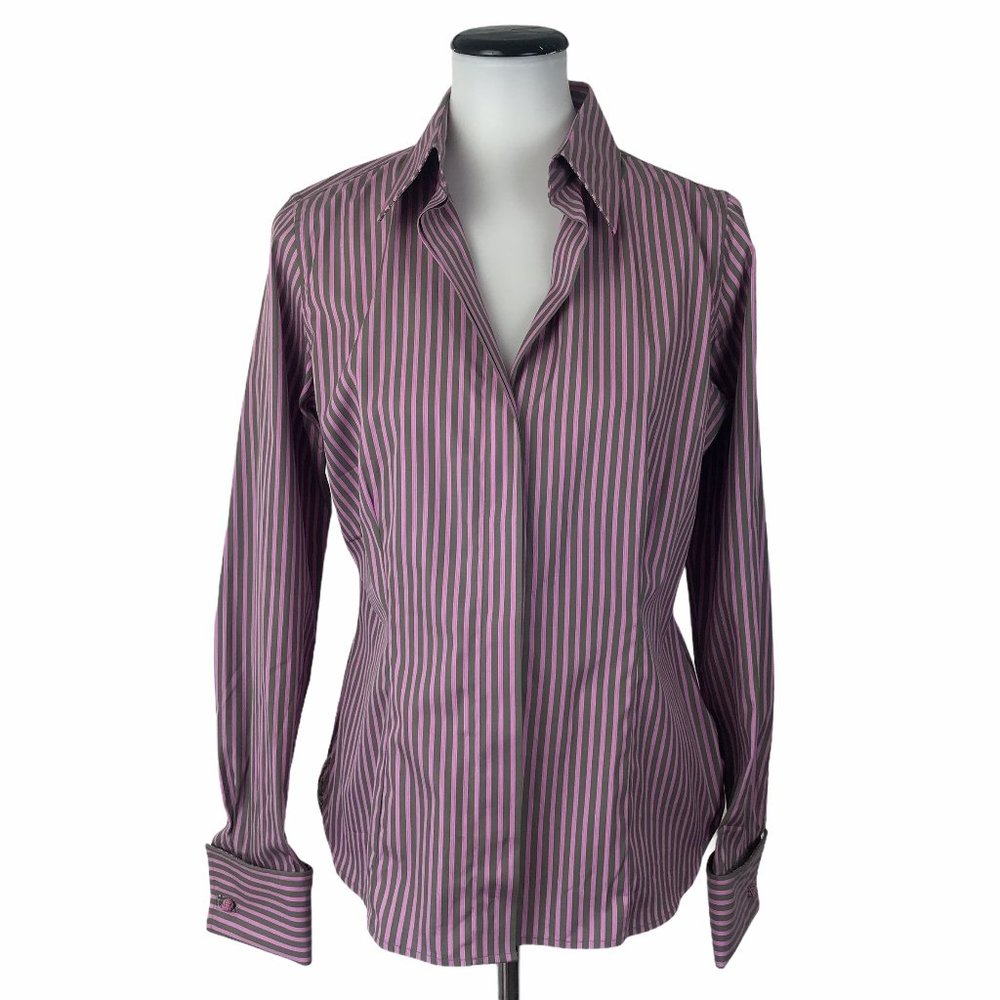 Thomas Pink Striped French Cuff Dress Shirt #87
